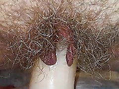 Dildo Hairy Masturbation MILF Orgasm 